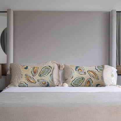 Abstract Oyster Coastal Beach Pillow Covers 12x20 Set of 2, Beachy Room Decor Aesthetic, Retro Coastal Ocean Oyster Shell Decorative Lumbar Pillow Covers for Home Bedroom Living Room