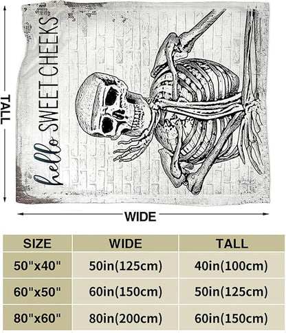 Funny Skeleton Throw Blanket - Skull Gifts and Decor for Boys, Men, Girls, Women, Kids, Adults - Soft Warm Cozy Fleece for Couch, Sofa, Bed 50"x40"