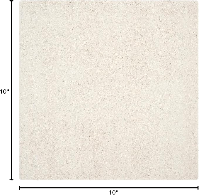 SAFAVIEH Milan Shag Collection Area Rug - 10' Square, Ivory, Solid Design, Non-Shedding & Easy Care, 2-inch Thick Ideal for High Traffic Areas in Living Room, Bedroom (SG180-1212)