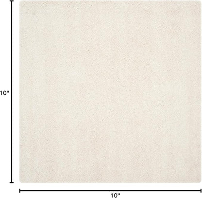 SAFAVIEH Milan Shag Collection Area Rug - 10' Square, Ivory, Solid Design, Non-Shedding & Easy Care, 2-inch Thick Ideal for High Traffic Areas in Living Room, Bedroom (SG180-1212)