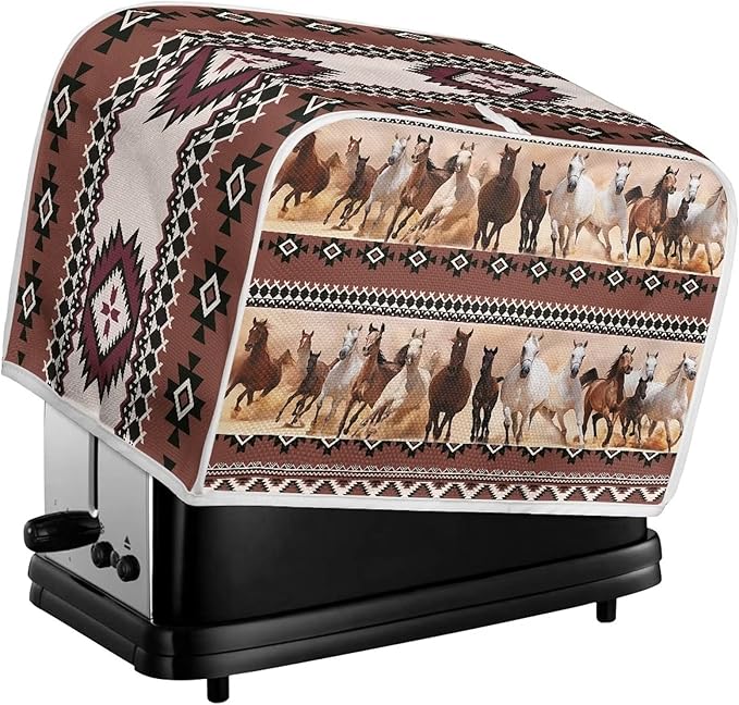 ZFRXIGN Boho Horse Toaster Cover 4 Slice Toaster Dust Cover Small Appliance Covers Toaster Oven Cover Dust Cover Kitchen Decorative Protector for Women Gifts Tribal Aztec