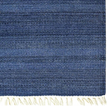 Rugsotic Carpets Hand Woven Flat Weave Kilim Wool ECO-Friendly Area Rugs - 9'x12', Rectangle Shape, Blue Color, Solid Plain Design, Low Pile Handmade Area Rugs for Living Room, Bed Room (D00111)