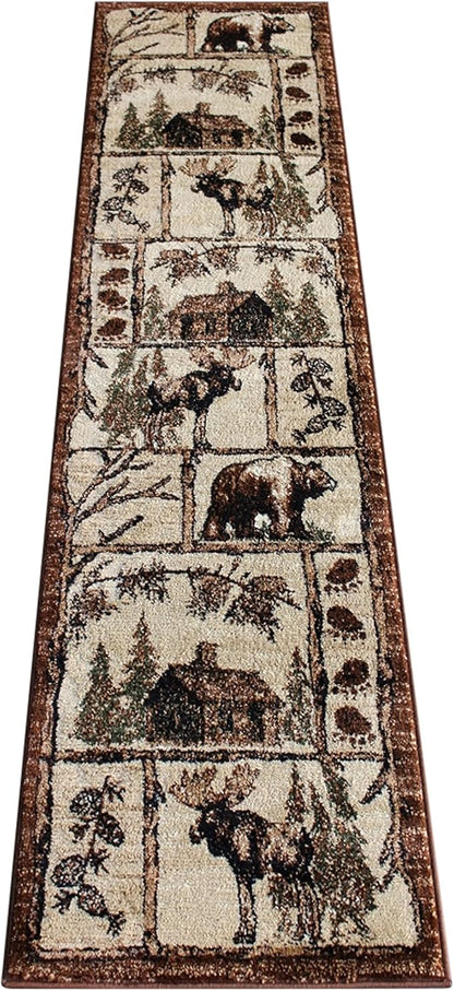 Cabin Style Area Rug Runner 2 Feet 2 Inch X 7 Feet 2 Inch Design L-362