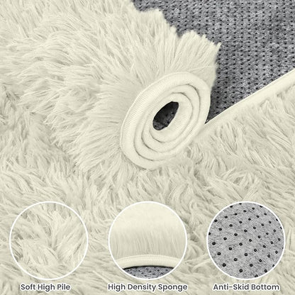 6x9 Area Rugs for Living Room Rug: Soft Fluffy Shag Cream White Rugs for Bedroom, Non-Slip Large Fuzzy Plush Rug Indoor Floor Carpet for Nursery Kids Boys Girl Room, Dorms, Playroom, Modern Home Decor