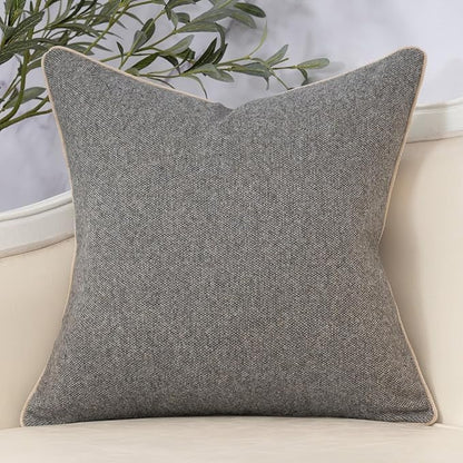 Yangest Neutral Floral Pillow Cover 20 x 20 Inches, Vintage Chenille Square Throw Pillow Cover Soft Decorative Farmhouse Accent Couch Pillow Cover for Living Room Bedroom, Grey