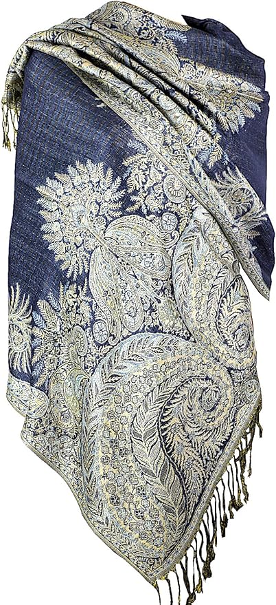 Achillea Big Paisley Pashmina Shawl Wrap for Women – Elegant Scarf for Weddings, Evening Dresses, Festivals & Daily Wear