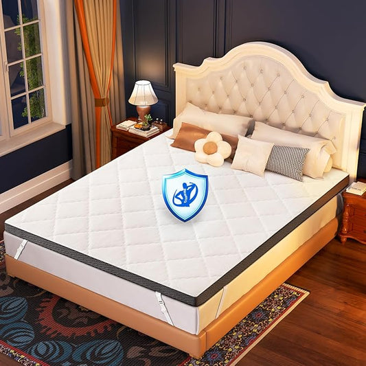 Glendan Full-XL Firm Mattress Topper: 3 Inch High Density Foam - Extra Support Mattress Pad for Pain Relief - Breathable Washable Cover with Anti-Slip Straps - CertiPUR-US Oeko-Tex Certified 80x54