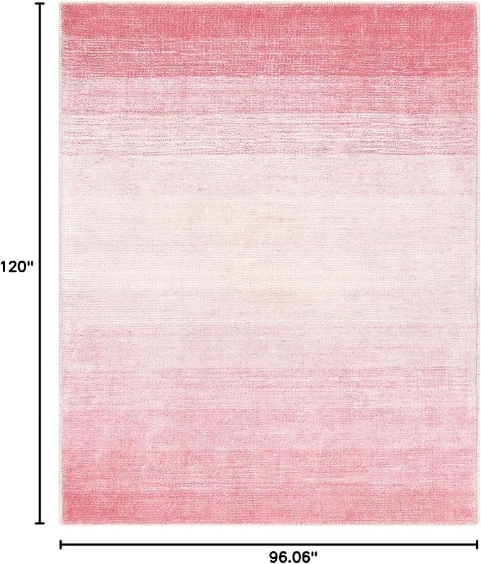 Wonnitar Modern Ombre Pink 8x10 Rugs for Bedroom, Washable Soft Living Room Area Rug, Non-Slip Thin Cute Nursery Large Accent Mat, Contemporary Floor Carpet for Playroom Closet (Pink, 8'x10')