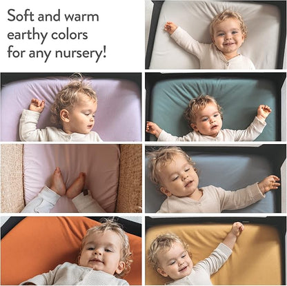 Bassinet Fitted Sheets Compatible with Dream on Me Traveler Portable Bassinet & Skylar, Seashell Bedside Sleeper – Snuggly Soft 100% Jersey Cotton – Light + Dark Sage Green – 2 Pack