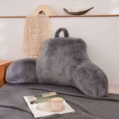 Aimuan Reading Pillow Bed Rest Wedge Large Adult Backrest Pillow with Arms Back Support for Sitting Up in Bed Cushion Incline Rest Sleeping Snoring Pillow, Grey Large