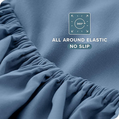 Bare Home King Sheet Set - Luxury 1800 Ultra-Soft Microfiber King Bed Sheets - Double Brushed - Deep Pockets - Easy Fit - 4 Piece Set - Bedding Sheets & Pillowcases (King, Coronet Blue)