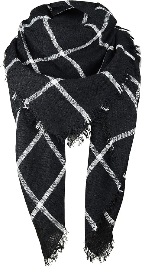 American Trends Women's Cozy Warm Winter Fall Blanket Scarf Stylish Soft Chunky Checked Giant Scarves Shawls