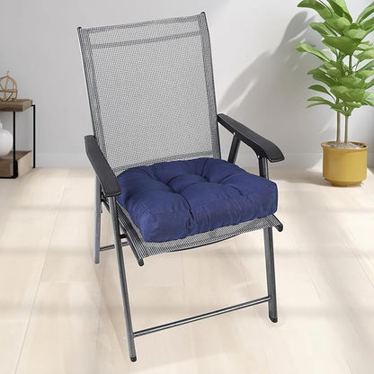 RACE LEAF 4 Pack 17x17 Patio Chair Cushions, Waterproof Memory Foam Cushions with Tufted Cover and Non-Slip Base (Navy)