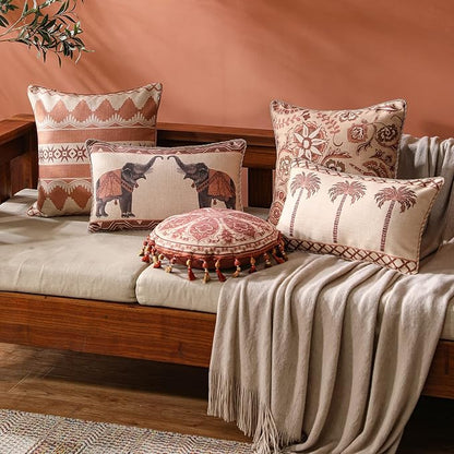 patdrea Floral Linen Decorative Throw Pillow Covers Set Soft Durable Cushion Cases Pillowcase for Couch Bedroom Car Living Room 12"x 20"