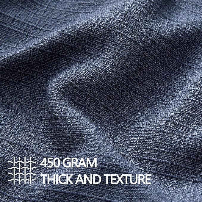 MIULEE Decorative Pillow Covers 18x18, 2 Pack Navy Blue Boho Farmhouse Neutral Throw Pillows for Couch, Thick Textured Modern Linen Cushion Cases Sofa Bed Living Room Home Decor