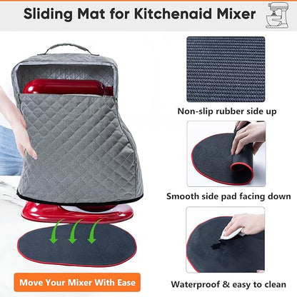 BAGSPRITE Stand Mixer Cover with Appliance Sliders Compatible with KitchenAid Mixer 4.5/5 Quart with Pockets for Kitchen Aid Accessories and Attachments