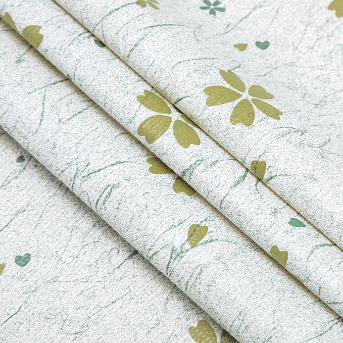 RAY STAR 12X120 Inch Shelf Liner for Kitchen Cabinets, Non-Adhesive Cabinet Liner Washable, PVC Drawer Liner for Dresser Non-Slip Bathroom (Green-Floral)(4 Roll)