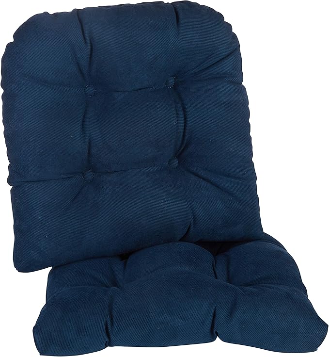 Klear Vu Gripper Overstuffed Universal Non-Slip Dining Chair Cushions for Kitchen Decor or Office Use, U-Shaped Skid-Proof Seat Pad, 17x17 Inches, 2 Count (Pack of 1), Linear Indigo Blue