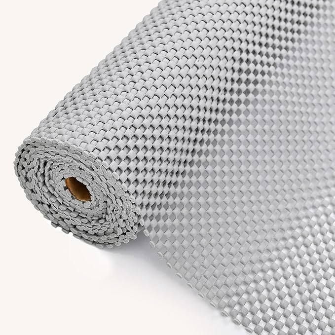 Drawer and Shelf Liner for Kitchen Cabinet: 23.6 in X 30 Ft Non Slip Waterproof Shelf Paper Non Adhesive Refrigerator Liners Light Gray Easy Liners for Bathroom