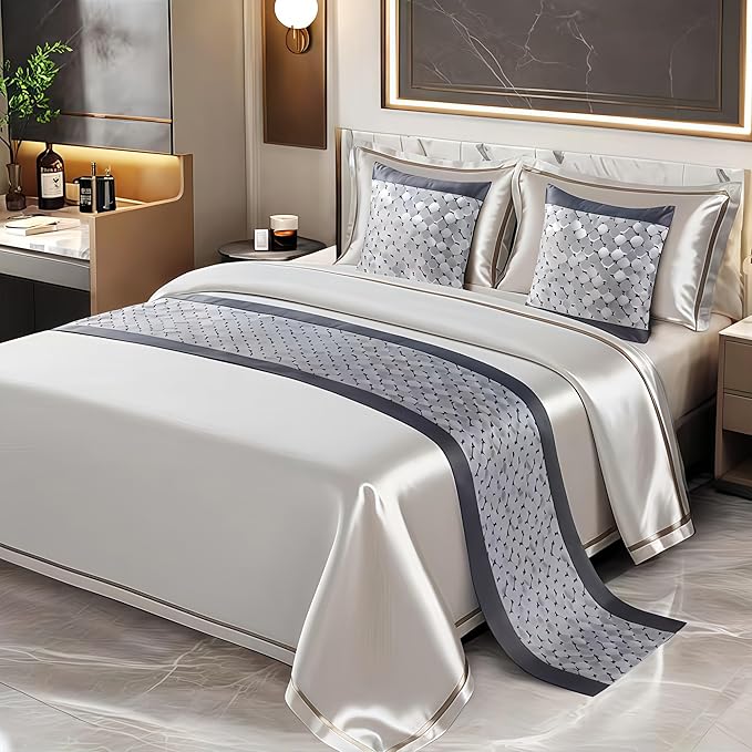 Bed Runner for Guest Room，Luxury Bed Runner，Wedding Bed Runner，Embroidered Bed Runner，Breathable Washable，Hotel Decor，Bed Decorations ，for Home Hotel Decorations(D,50 * 180cm)
