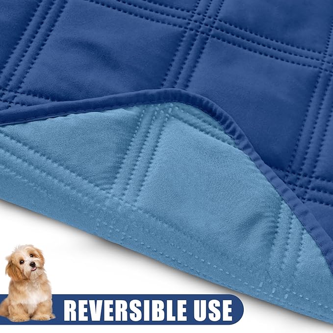 Smiry Waterproof Dog Bed Cover Blanket 82x82, Soft Reversible Pet Blanket, Washable Leakproof Cats Dogs Couch Cover for Sofa, Couch, Furniture, Lattice, Navy/Blue