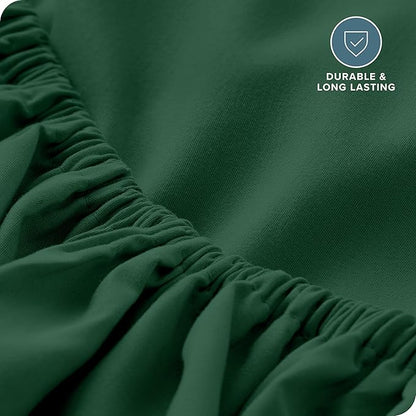 Bare Home Fitted Bottom Sheet King Size - Premium 1800 Microfiber - Ultra-Soft Hotel Luxury - Deep Pocket - Durable and Long Lasting (King, Forest Green)
