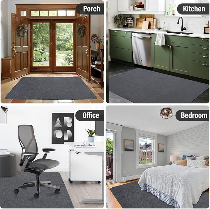 Office Chair mat for Hardwood Floor,55"x35" Anti-Slip Floor Protector for Home Office,Under Desk Mat,Computer Chair mat for Rolling Chairs Dark Grey