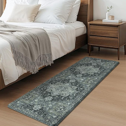 GENIMO Kitchen Mats for Floor 2PCs, Washable Anti Fatigue Mat for Cushioned, 17.3"x59"+17.3"x30", Waterproof Kitchen Rugs, Non Slip Comfort Standing Mat Rug for Home, Sink, Laundry, Dark Gray