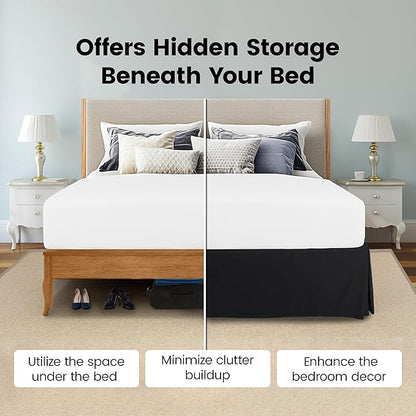 Utopia Bedding Full Bed Skirt - Soft Quadruple Pleated Ruffle - Easy Fit with 16 Inch Tailored Drop - Hotel Quality, Shrinkage and Fade Resistant (Full, Black)