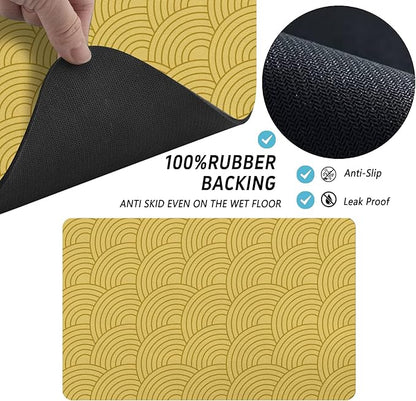 Dog Food Mat for Floors, Absorbent and Quick-Drying Pet Cat Food Mat,Anti-Fouling and Easy-to-Clean Pet Feeding Mat,Dog Bowl Mats for Messy Drinking Water Bowls.16x24inch Boho Style