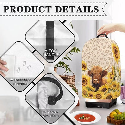 Leopard Cow Sunflower Blender Cover Stand Mixer Covers Anti Fingerprint Dust Covers Juicer Cover for Home Kitchen Universal Appliance
