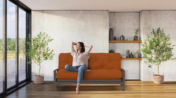 Royal Sleep Products by The Futon Factory 6 inch Foam Futon Mattress - Solid Cinnamon Cover - Full Size - CertiPUR Certified Foams - Made in USA - Replacement Mattress - (Frame not Included)