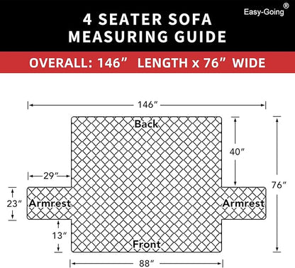 Easy-Going 4 Seater Sofa Slipcover Reversible Sofa Cover Water Resistant Couch Cover with Foam Sticks Elastic Straps Furniture Protector for Pets Children Dog Cat (XX-Large, Dark Blue/Ivory)