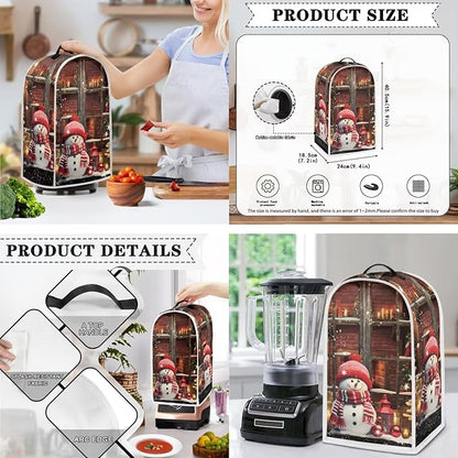 Cute Snowman Print Christmas Appliance Covers Set Washable Kitchen Blender Dust Cover Bread Maker Toaster Cover 2 Slice Kitchen Accessories
