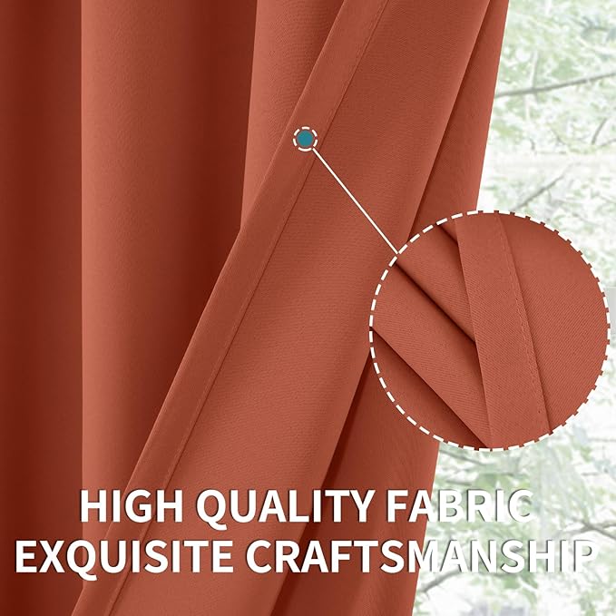 BGment Terracotta Blackout Curtains for Living Room Window - Thermal Insulated Drapes with Rod Pocket Room Darkening Privacy for Bedroom, 42 x 72 Inch, 2 Panels
