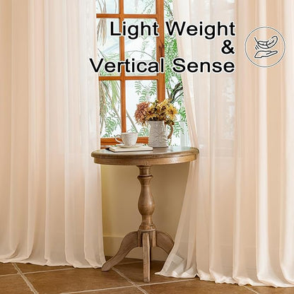 MAIHER 90 Inch Length Sheer Pinch Pleat Curtains Light Filtering Soft Touch Pink Curtains 90 Inches Long Pleated Drapes with Hooks for Bedroom, Soft Pink, 42''W x 90" L, 2 Panels