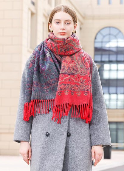 Wander Agio Warm Fashion Scarf Long Shawl Large Blanket Winter Wraps Scarves for Women Cashmere Jacquard Vintage Paisley