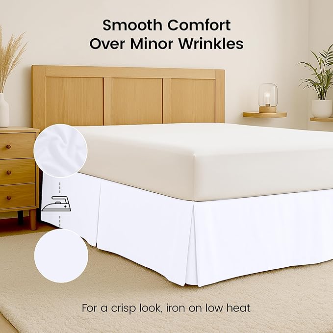 Utopia Bedding California King Bed Skirt - Soft Quadruple Pleated Ruffle - Easy Fit with 16 Inch Tailored Drop - Hotel Quality, Shrinkage and Fade Resistant (Cal King, White)