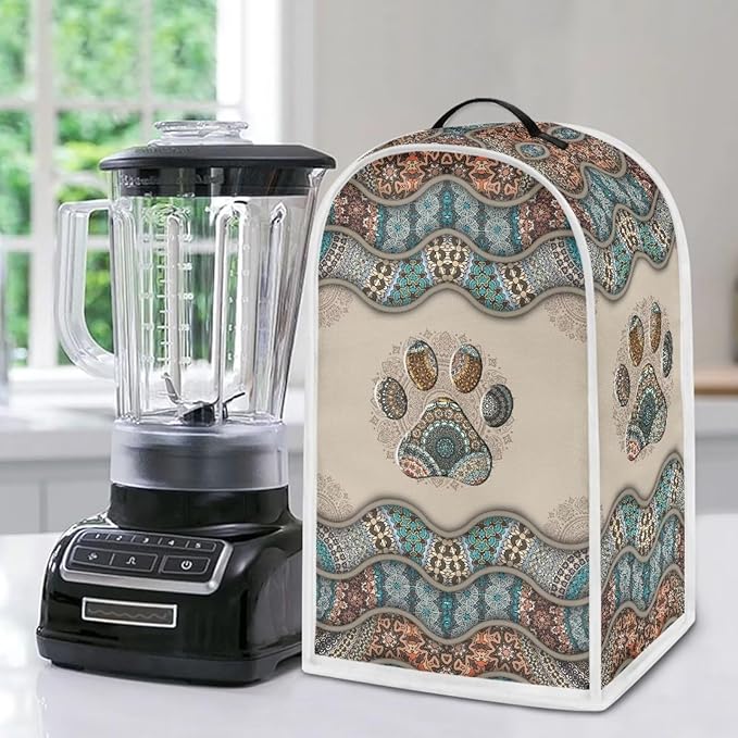 Talayituse Boho Paw Print Blender Dust Cover, Fingerprint Protection Cover for Stand Mixer or Coffee Machine, Home Kitchen Appliance Cover for Stain Dust Resistant Supplies