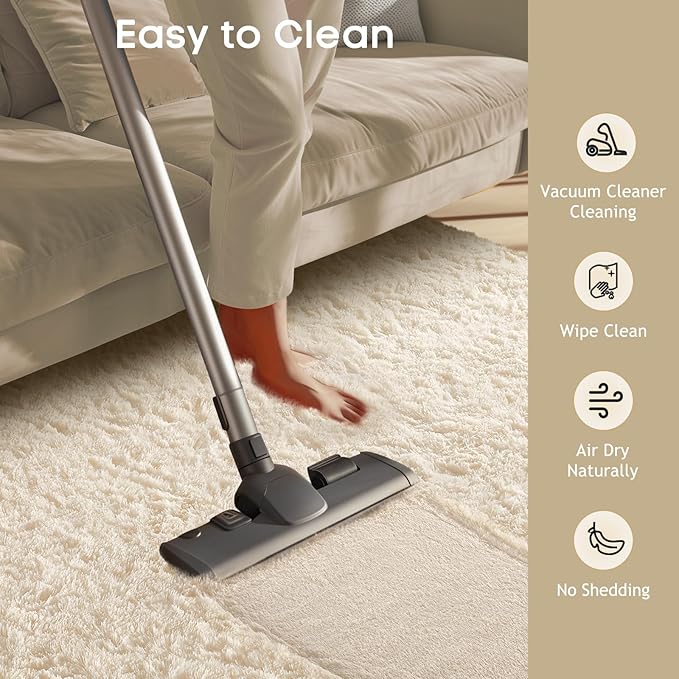 Ophanie 6x9 Area Rugs, Upgrade Non-Slip Fluffy Soft Rugs for Living Room, Large Shag Ivory Fuzzy Plush Rug, Shaggy Big Carpets for Bedroom, Kids Boys Girls Dorm Nursery Home Decor Aesthetic