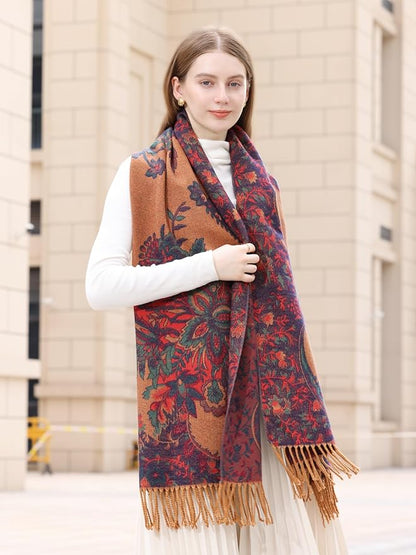 Wander Agio Warm Fashion Scarf Long Shawl Large Blanket Winter Wraps Scarves for Women Cashmere Jacquard Vintage Paisley