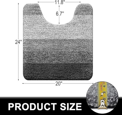 OLANLY Luxury Toilet Rugs U-Shaped 24x20, Extra Soft and Absorbent Microfiber Bathroom Rugs, Non-Slip Plush Shaggy Bath Mat, Machine Wash Dry, Contour Bathroom Mats for Toilet Base, Grey