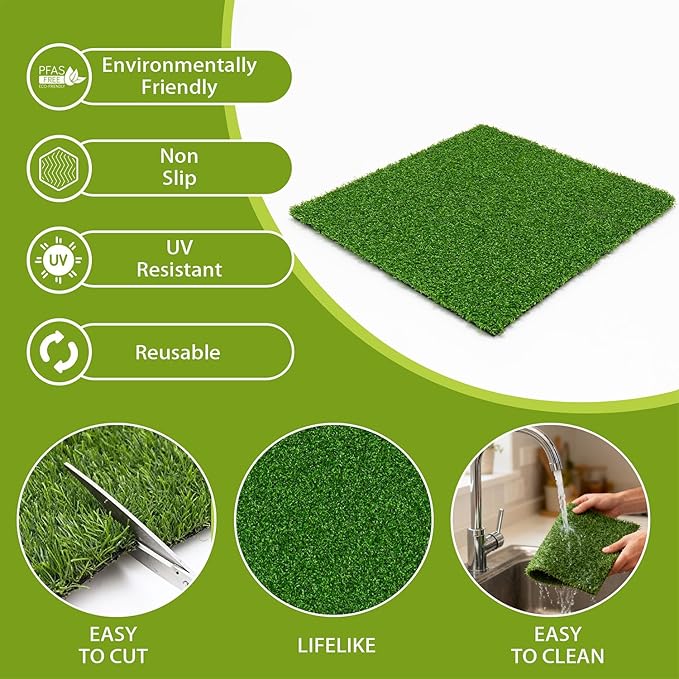 Artificial Grass Mat 12X12 in,0.6 in Thick,FakeTurf Patch Tiles Indoor Outdoor Garden Lawn Patio,Realistic Grass Rug Lawn Landscape Squares for DIY Crafts Miniature Garden