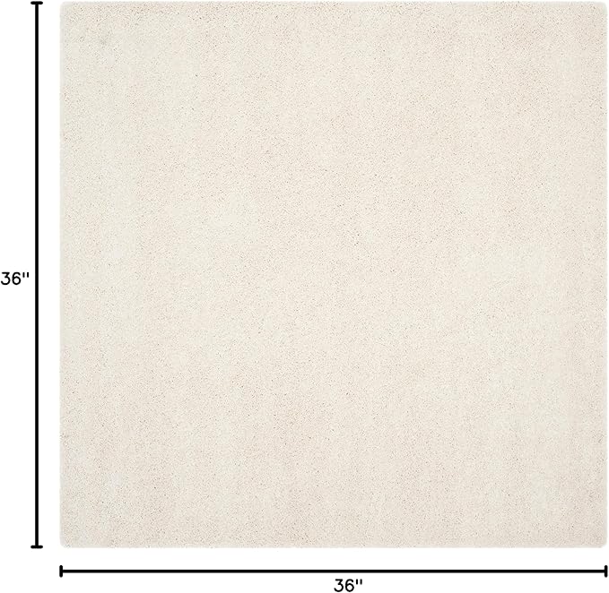 SAFAVIEH Milan Shag Collection 3' Square Ivory SG180 Solid Non-Shedding Living Room Bedroom Dining Room Entryway Plush 2-inch Thick Area Rug