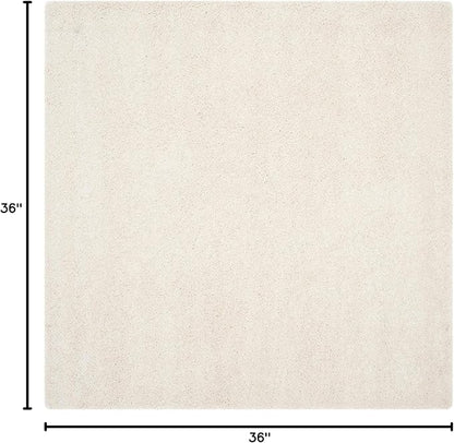 SAFAVIEH Milan Shag Collection 3' Square Ivory SG180 Solid Non-Shedding Living Room Bedroom Dining Room Entryway Plush 2-inch Thick Area Rug