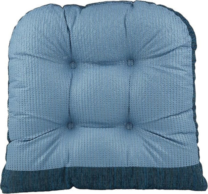Klear Vu Gripper Overstuffed Universal Non-Slip Dining Chair Cushions for Kitchen Decor or Office Use, U-Shaped Skid-Proof Seat Pad, 17x17 Inches, 2 Count (Pack of 1), Chenille Sapphire Blue