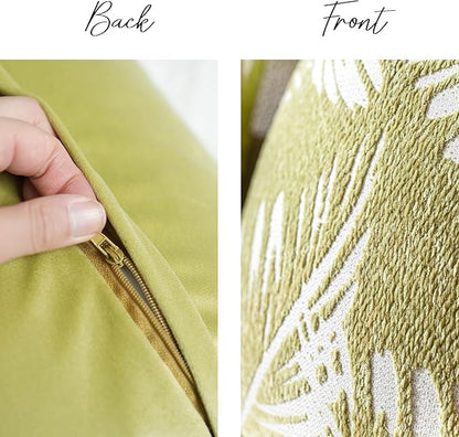 BlissBlush Green Boho Lumbar Throw Pillow Cover 14X36, Decorative Long Accent Body Lumbar Pillow for Bed, Farmhouse Woven Textured Lumbar Pillowcase for Couch (Cover ONLY)