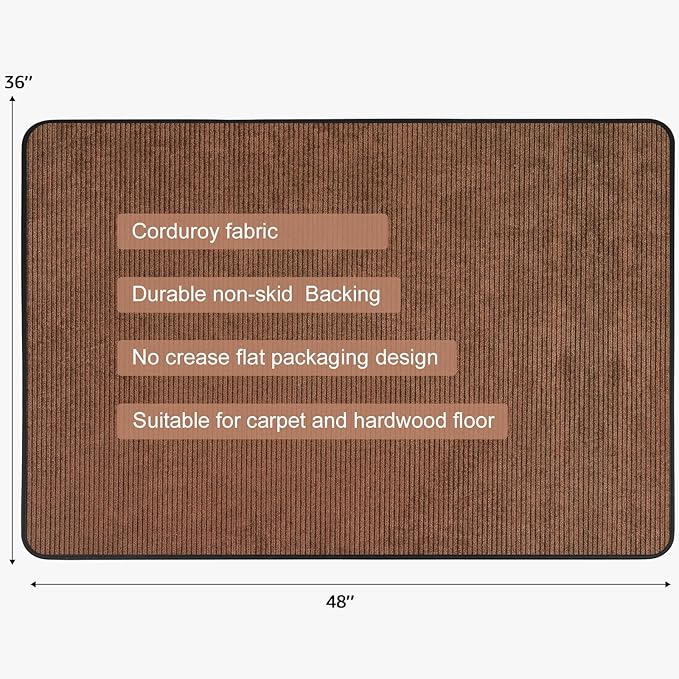 Placoot Corduroy Heavy Duty Office Chair Mat for Carpet & Hardwood Floors, Desk Chair Mat for Carpeted Floors and Hardwood Floor for Home Office