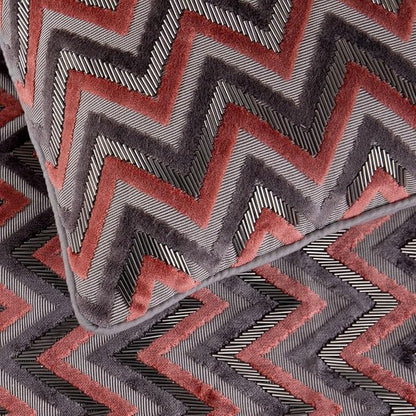 The HomeCentric Grey Bed Runner, Twin Size 53"x18" Decorative Bed Runner with 2 Matching Pillow Cover, Peach & Grey Velvet Bed Scarf in Bead Embroidery - Blushed Chevron