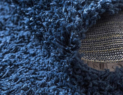 Unique Loom Solid Shag Collection Area Rug (2' 6" x 16' 5" Runner, Sapphire Blue/ Navy Blue)